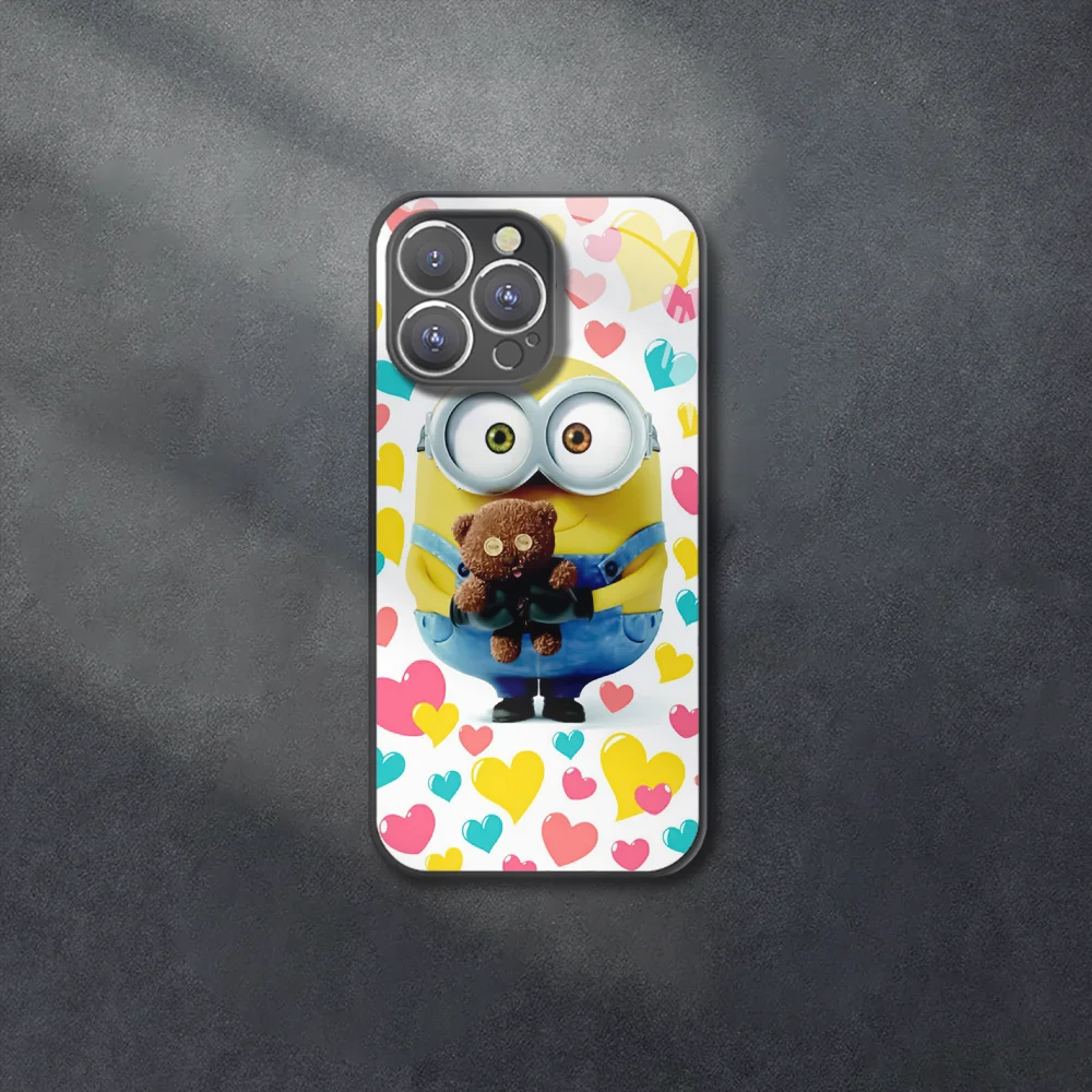 Cartoon M-Minions Geel Gehard Glazen Telefoonhoesje Voor Iphone 11 12 13 14 15 Pro Max X Xr Xs Max 7 8 Plus Mini Bumperhoes