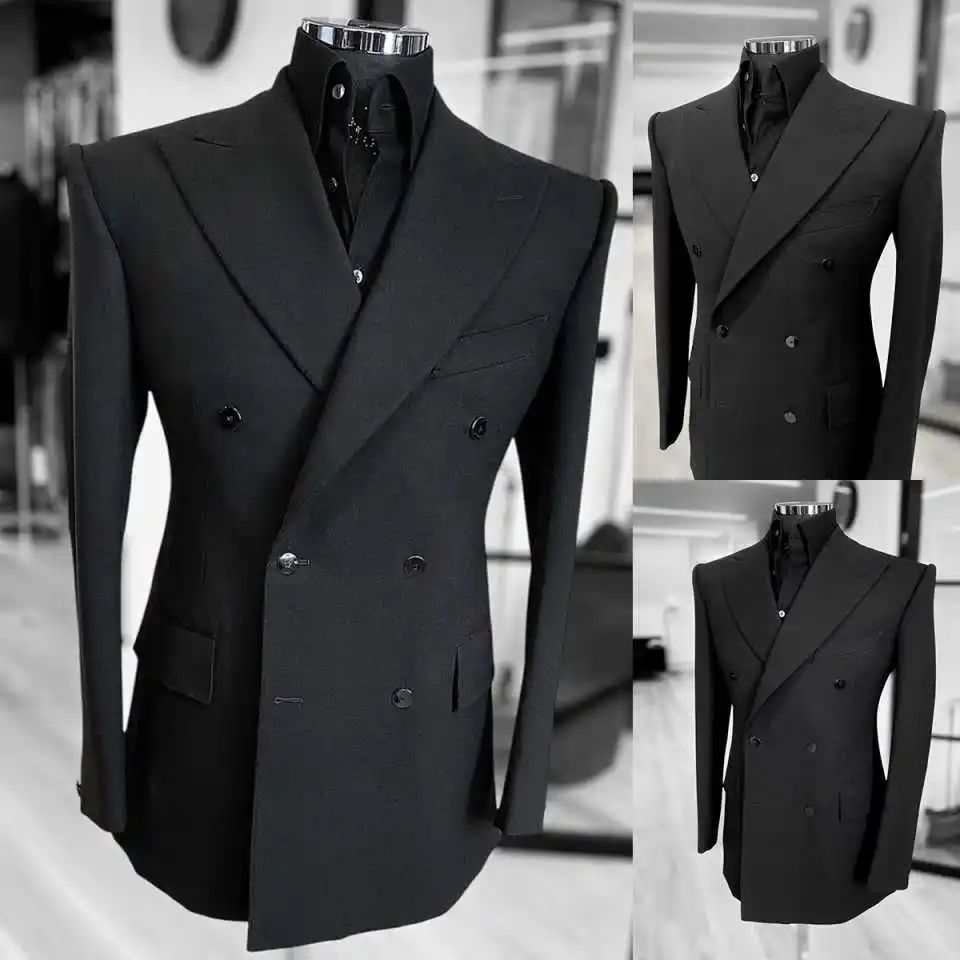 

Formal Wedding Tuxedos 1 Pcs Jacket Double Breasted Men Suit Classic Fit Peaked Lapel Groom Evening Business Blazers Customized