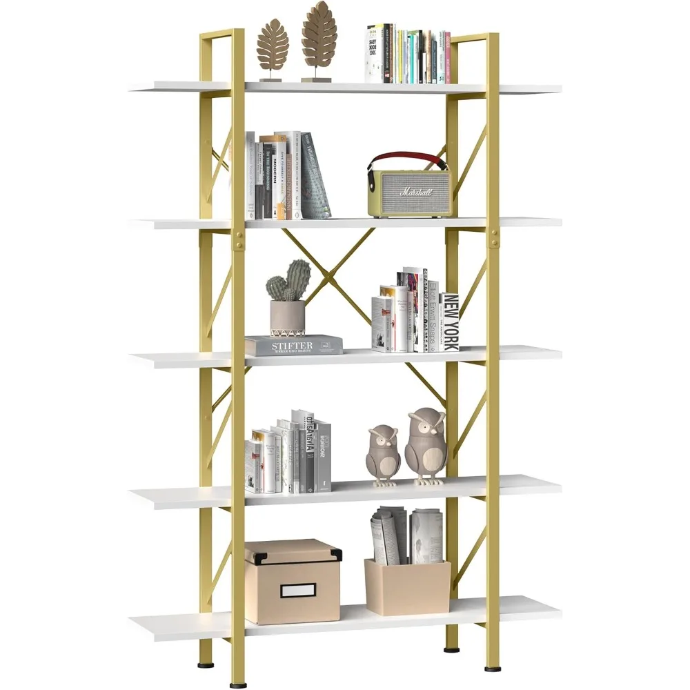 

Freestanding 5 Tier Bookcase and Shelf, Modern Minimalist Furniture Open Display Storage Shelves