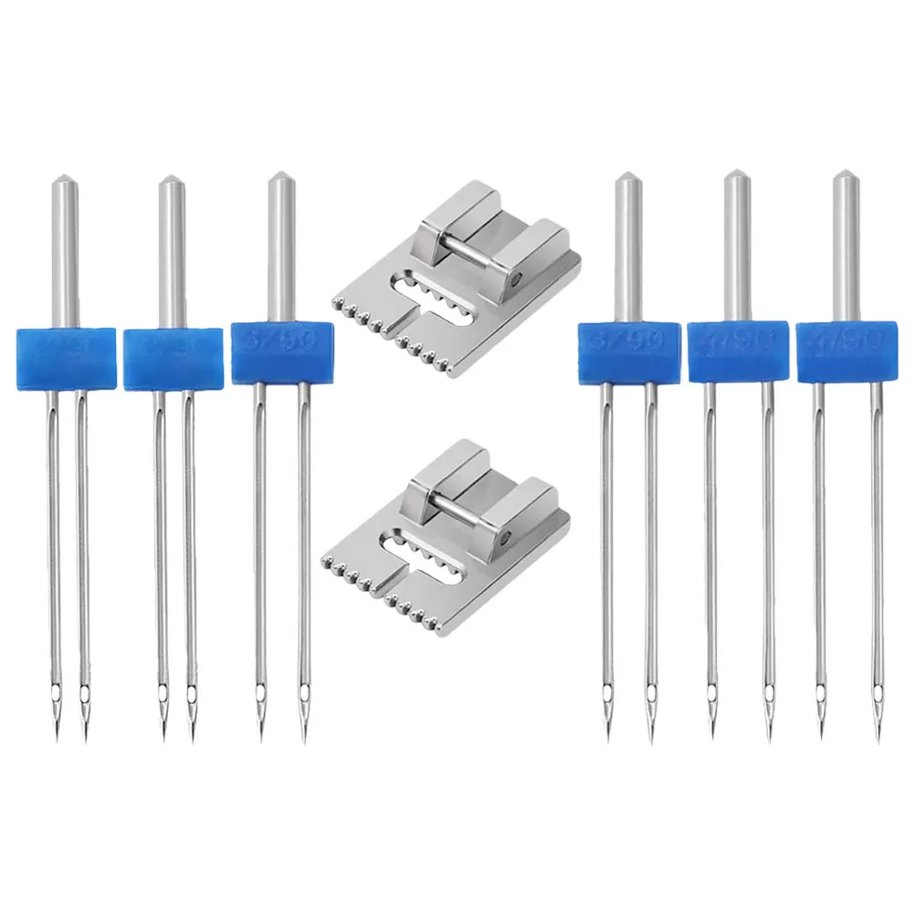 

1Set Portable Sewing Twin Needles for Knitted Fabrics Household Sewing Tools Needles with Presser Professional