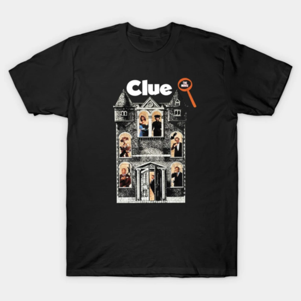

2026 Soft Cotton T-Shirt for Men Women, Retro Clue Detective Film House Window Cast & Magnifier Graphic Casual Garment Clothes