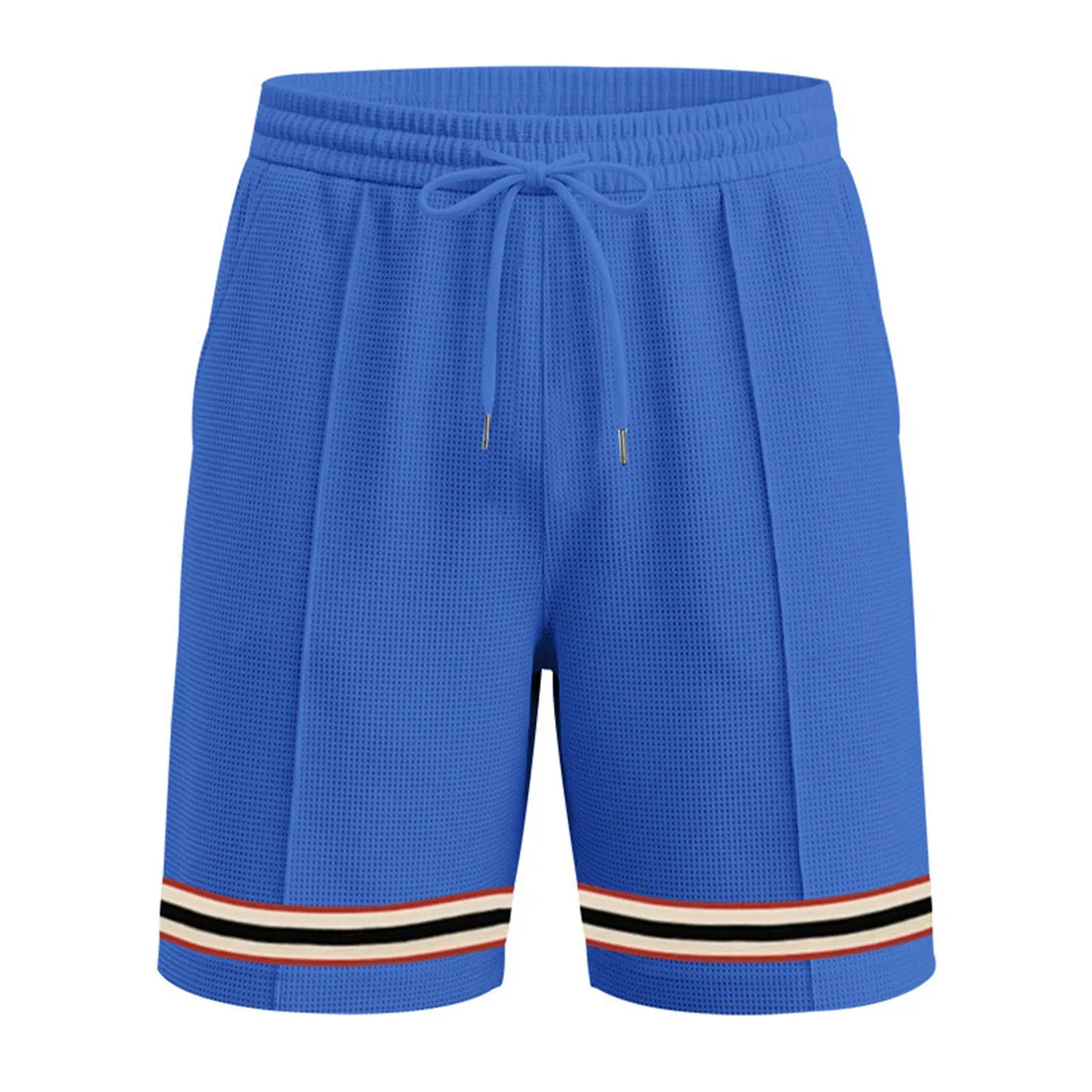 

Mens Shorts Casual Waffle Summer Elastic Waist Drawstring Lightweight Solid Beach Vacation Shorts with Pockets