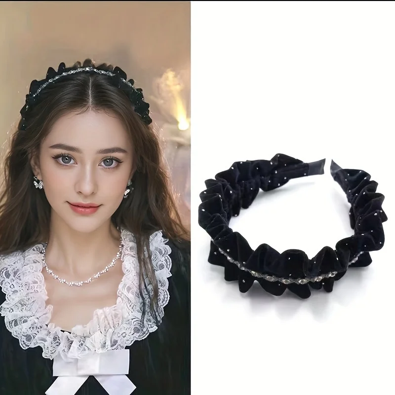 Fashion Satin Pearl Wide Headbands Woman Temperament Elegant Hair Bands Female Retro Versatile Hair Hoop Hair Accessories