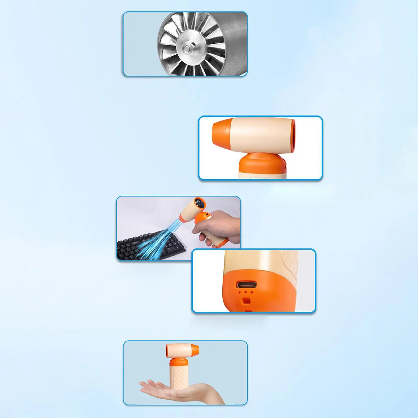 Poderoso turbofan sem fio turbofan 2 bocas ventilador de motor elétrico portátil secagem rápida para computador teclados do carro ventilador portátil