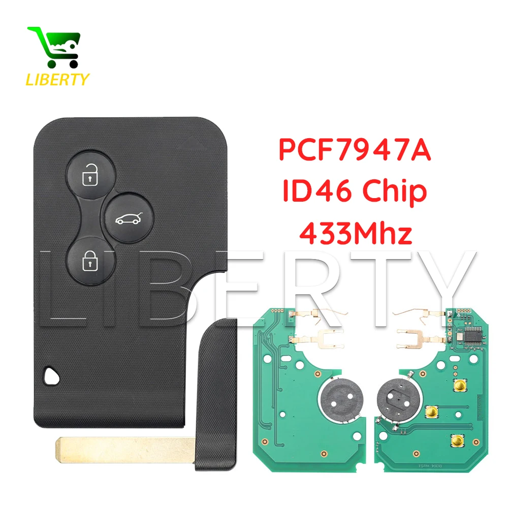 

Liberty для Renault Megane II Scenic II Clio 2003-2008 3-кнопочный 433 МГц FSK ID46 PCF7947A чип удаленная карта автомобильный брелок слесарь