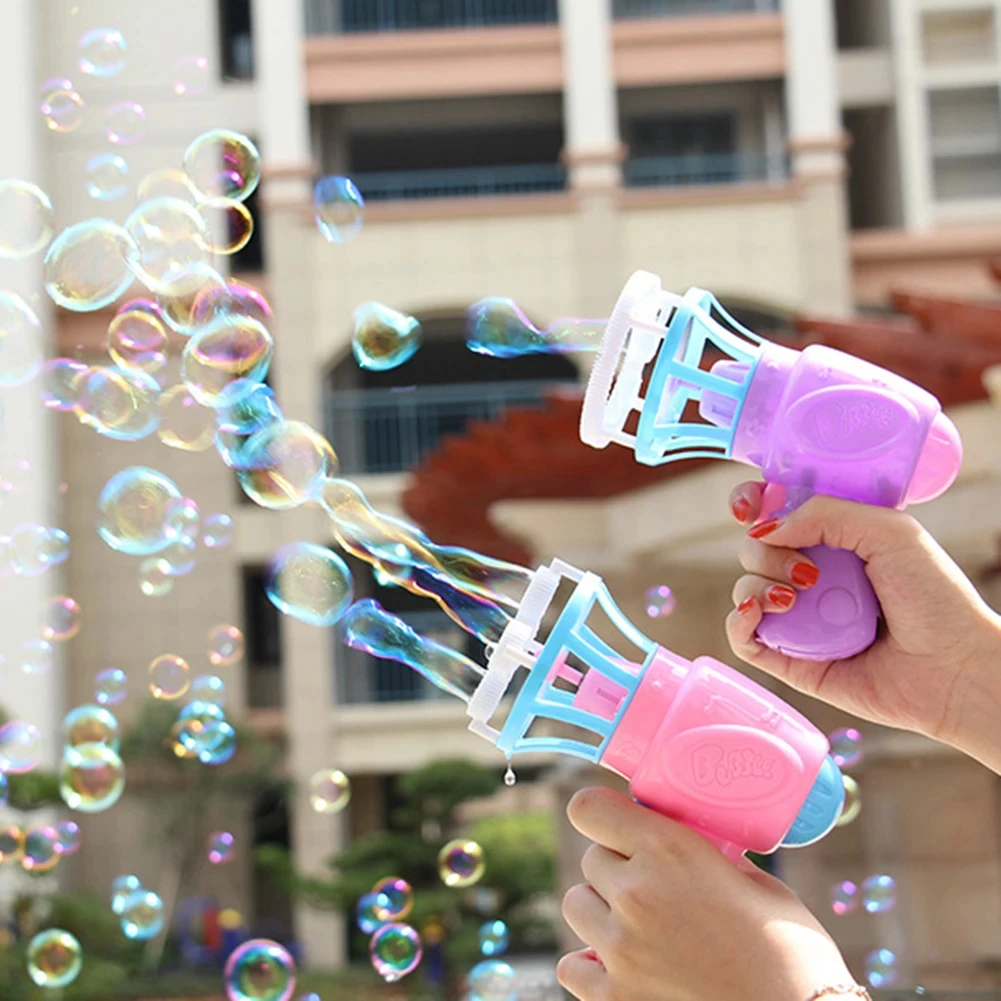 New hot selling Children Bubble Gun Toy Electric Machine Automatic Soap Bubbles Fan colorful toys for kids birthday gift boys