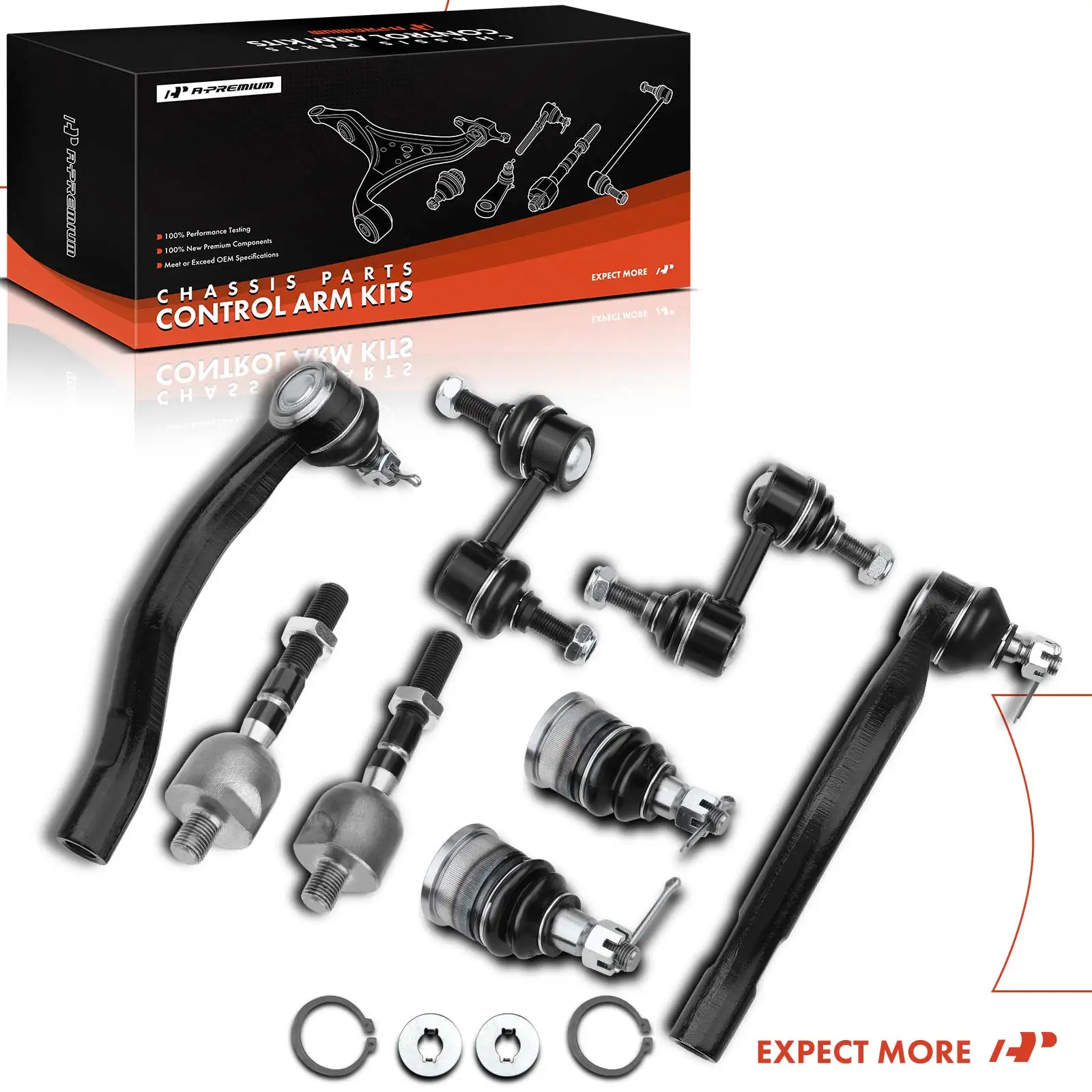 A-Premium 8x Front Lower Ball Joint Sway Bar Links Tie Rods for Honda Accord 2003-2007