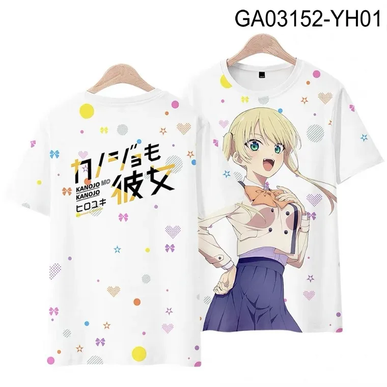 Kanojo mo kanojo 3d impresaburo camiseta verao moda em torno do pescocuo manga curta popolare anime japonês streetwear plus size