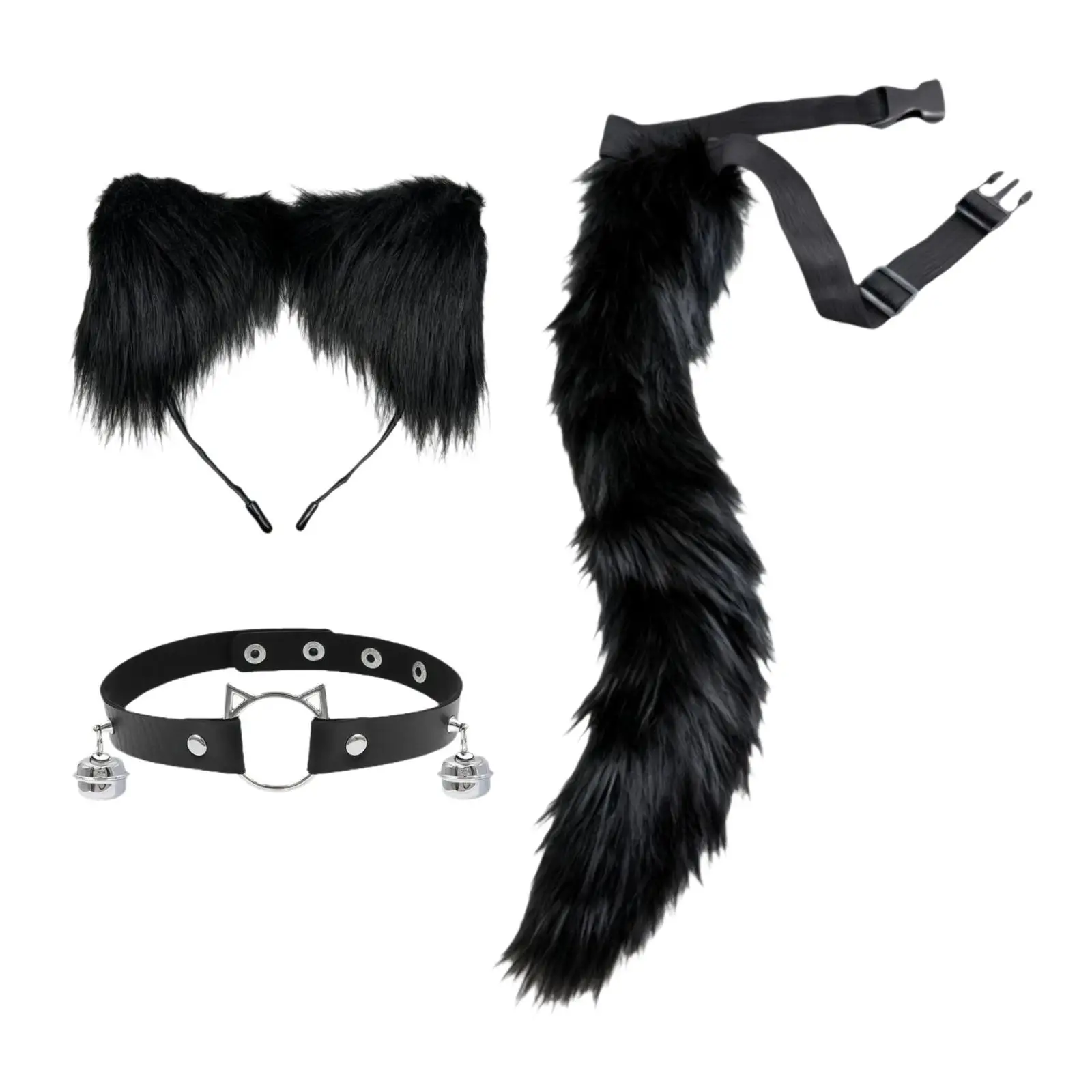 مجموعة عصابة رأس وذيل من القطيفة على شكل آذان حيوانات لعروض مسرح كرنفال عيد الميلاد