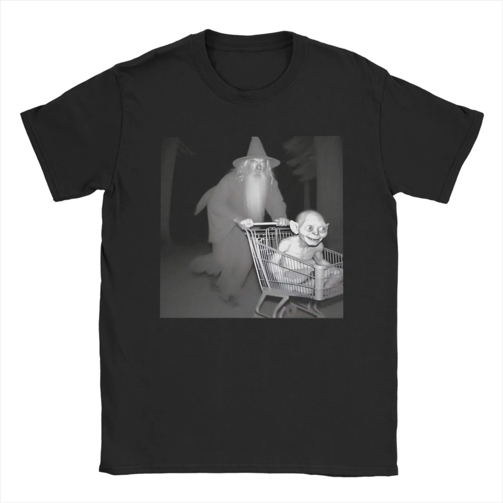 

Men's T-Shirts Wizard Pushing A Trolley With Creature Vintage 100% Cotton Tee Shirt L-Lords Of The R-Rings T Shirt Clothes