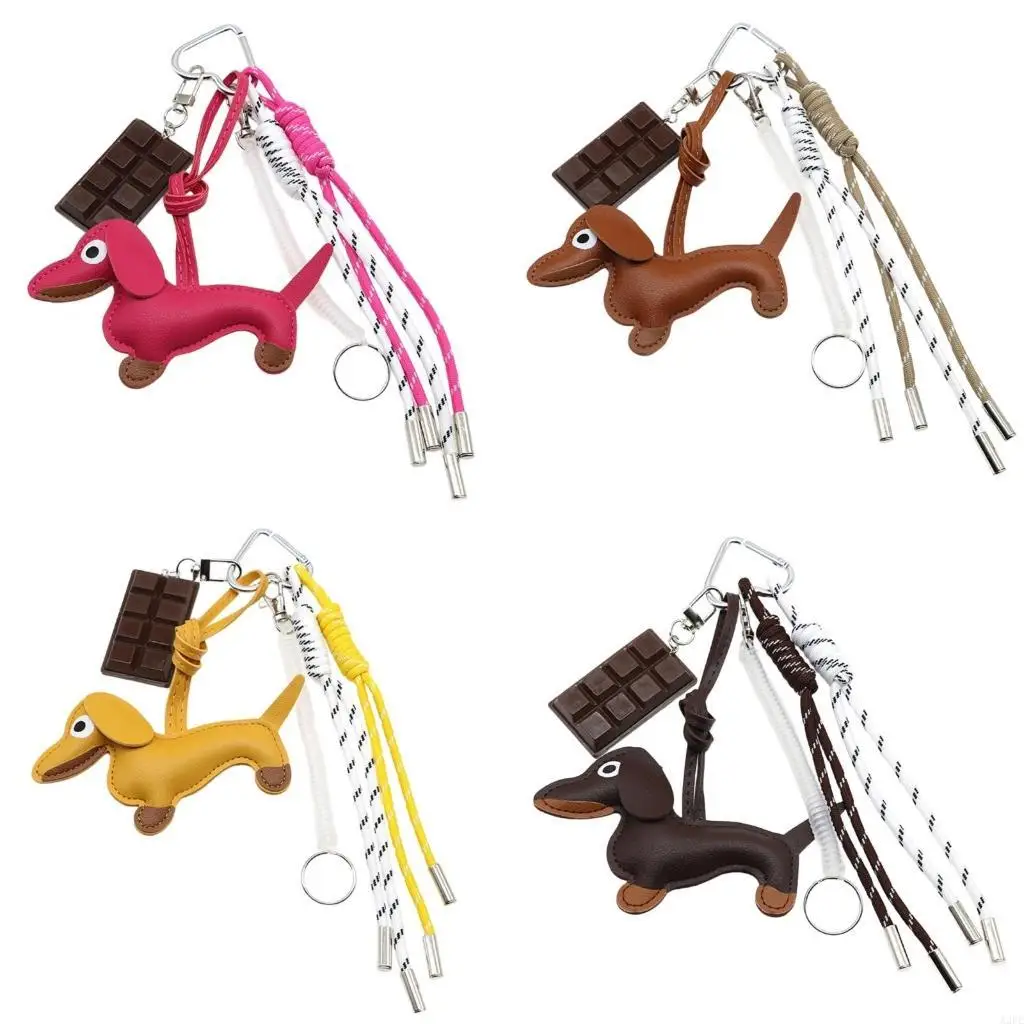 

Sausage Dog Keychain Chocolate Keying Pendant Car Chain Hanging Ornaments PU Keyholders Bag Charm Decorations
