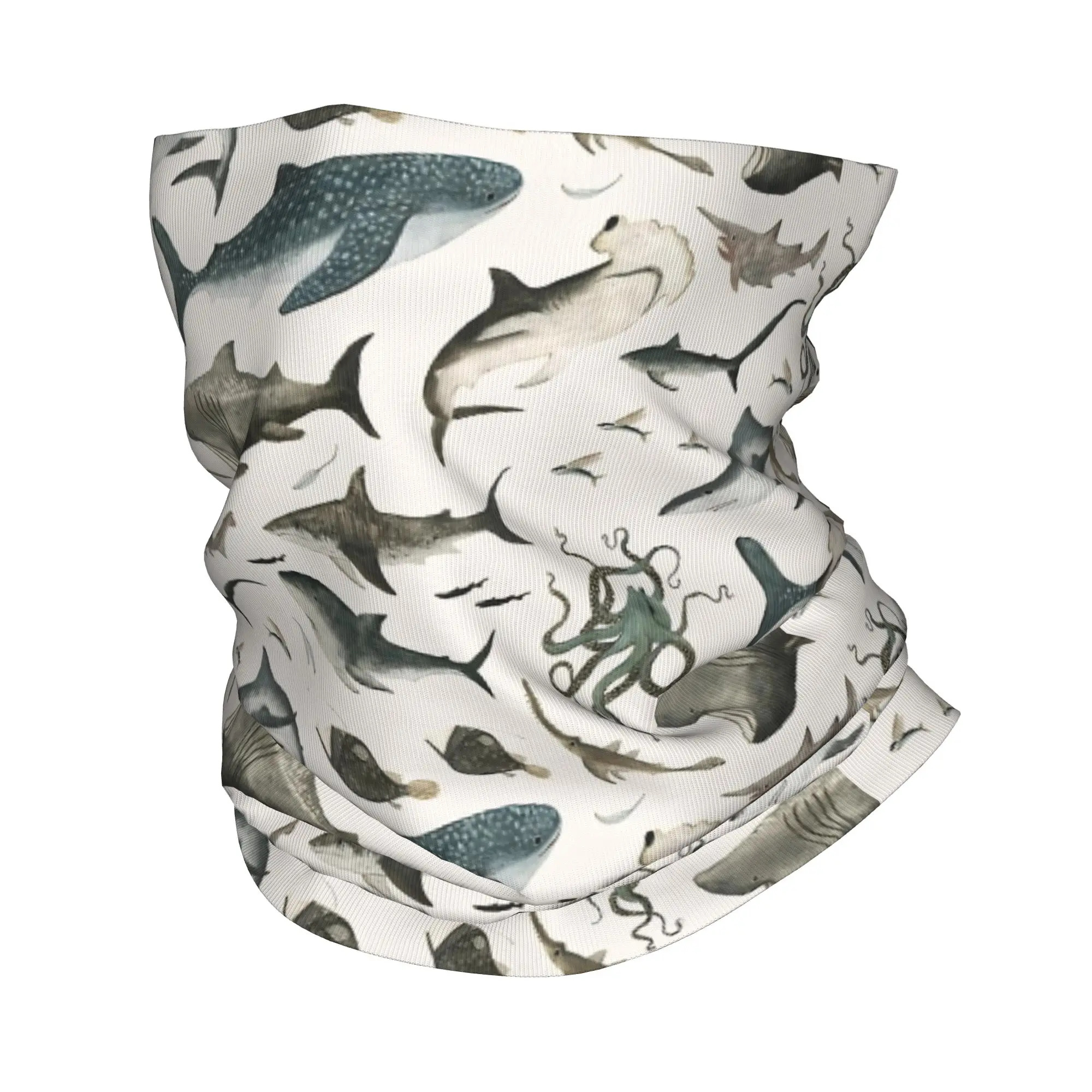 Shark Ocean Animal Sharks Bandana Neck Cover Printed  Wrap Scarf Warm Face Mask Riding Unisex Adult Washable