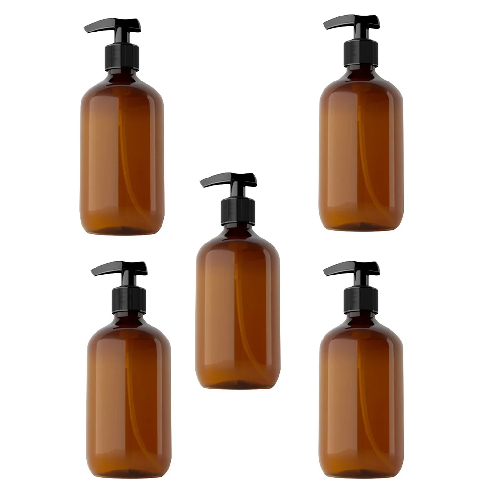 5pcs 500Ml Press Lotion Bottles Travel Emulsion Sub Packaging Bottle Refillable Dispenser Leakproof Shower Gel