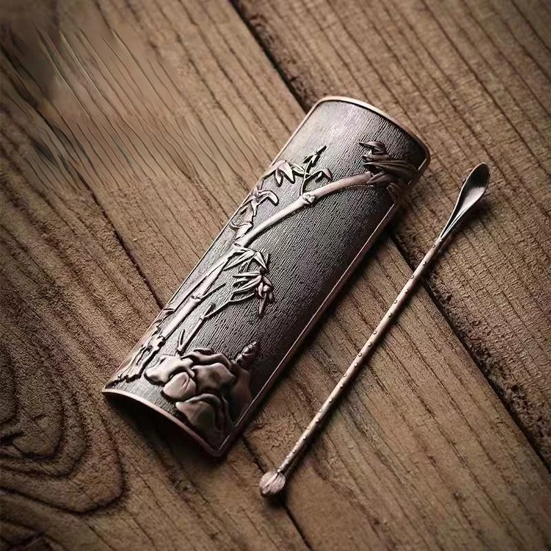 Metal Tea Set Copper Teaspoon Teaspoon Lotus Dial Three-piece Tea Ceremony Kung Fu Set Accessories