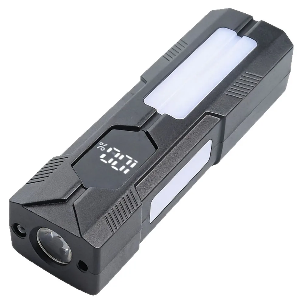 COB LED Work Flashlight Digital Power Display Magnetic Portable UV Detection Torch for Car Maintenance Outdoor Camping Emergency