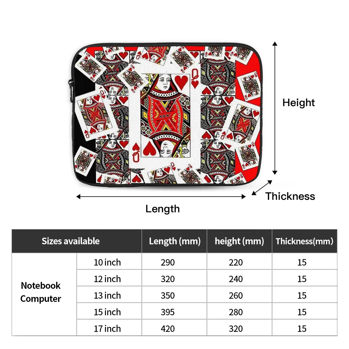 Casino Nights Red Queen Of Hearts Notebook Laptop Bag  10 12 13 15 17 Inch For Macbook Air Pro Tablet Shockproof Case Bag
