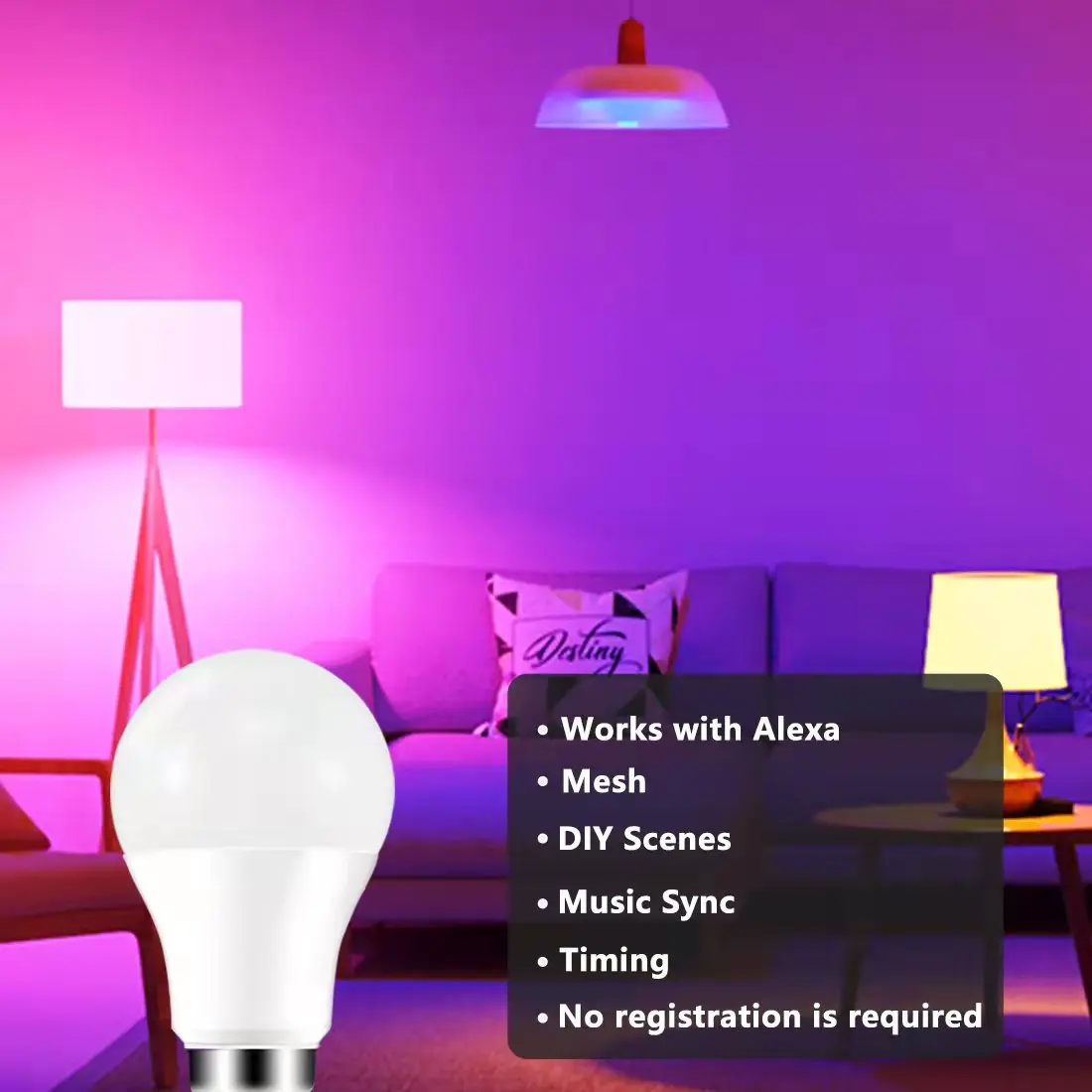 Đèn LED Thông Minh Ánh Sáng Đổi Màu Alexa, RGB Thông Minh Đèn Làm Việc Với Alexa e27 B22 Căn Cứ, 16 Triệu Màu, Mờ