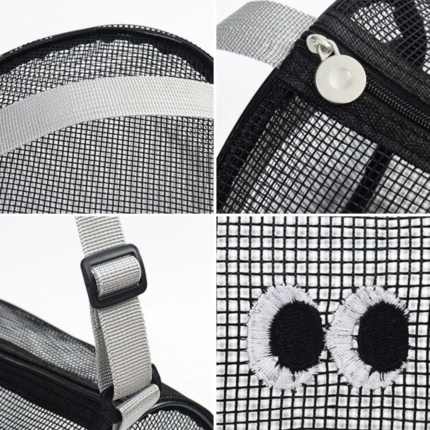 1PC Cylinder Big Eyes Breathable Mesh Leisure Travel Handbag Messenger Bag Beach Swimming Washing Storage Bag Storage Bag