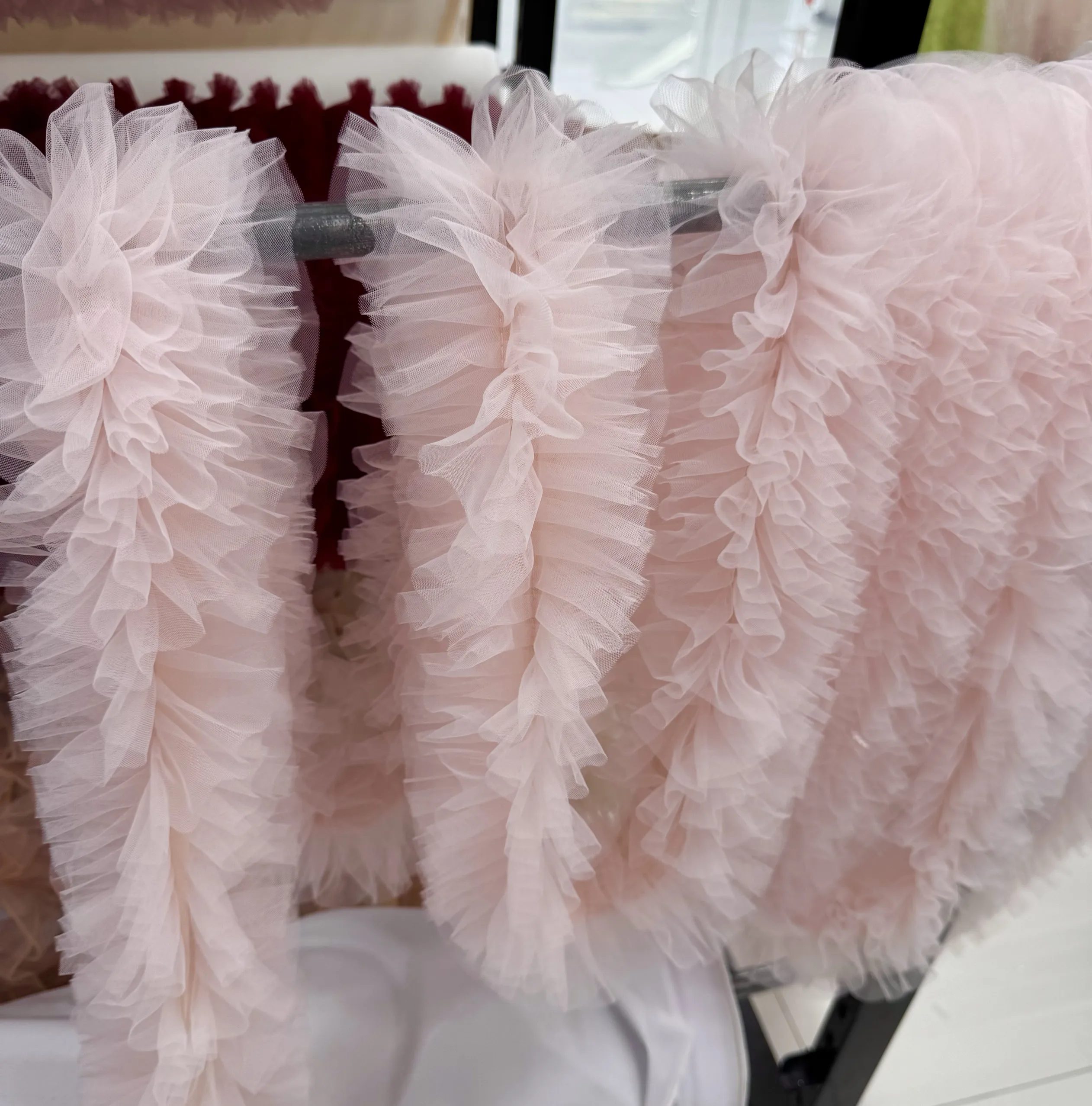 Pink Multi-Layer Encryption Puffy Three-Dimensional Mesh Lace Handmade Material Dress Collar Hat Decoration Fabric