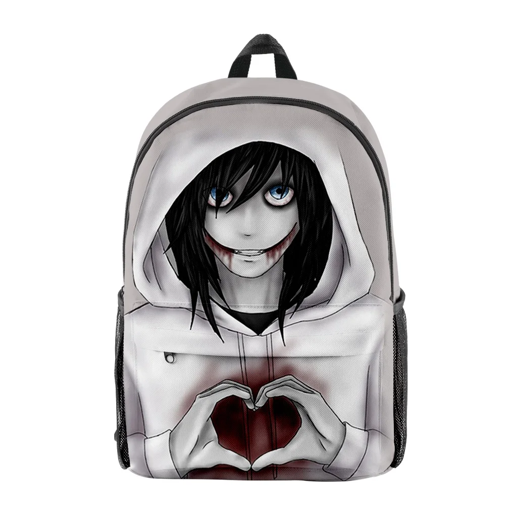 

Jeff The Killer 2024 Backpack Student School Bag Unisex Daypack Zipper Traval Bag Casual Style Harajuku Bag