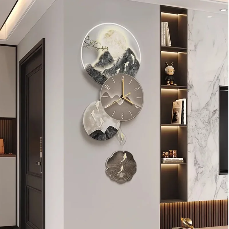 Modern Luxury Wall Clocks Art Mural Living Room Led Interior Wall Watch Aesthetic Design Fashion Horloge Murale Home Decoration