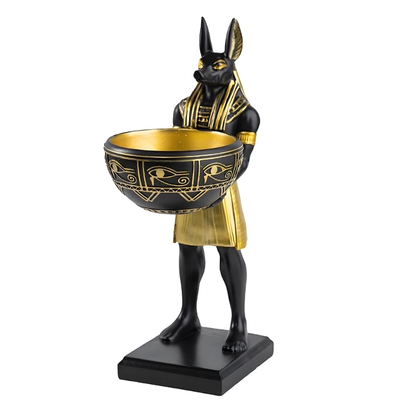  Artistic Anubis God Resin Sculpture with Bowl Cultural Decorative Ornament GIFT