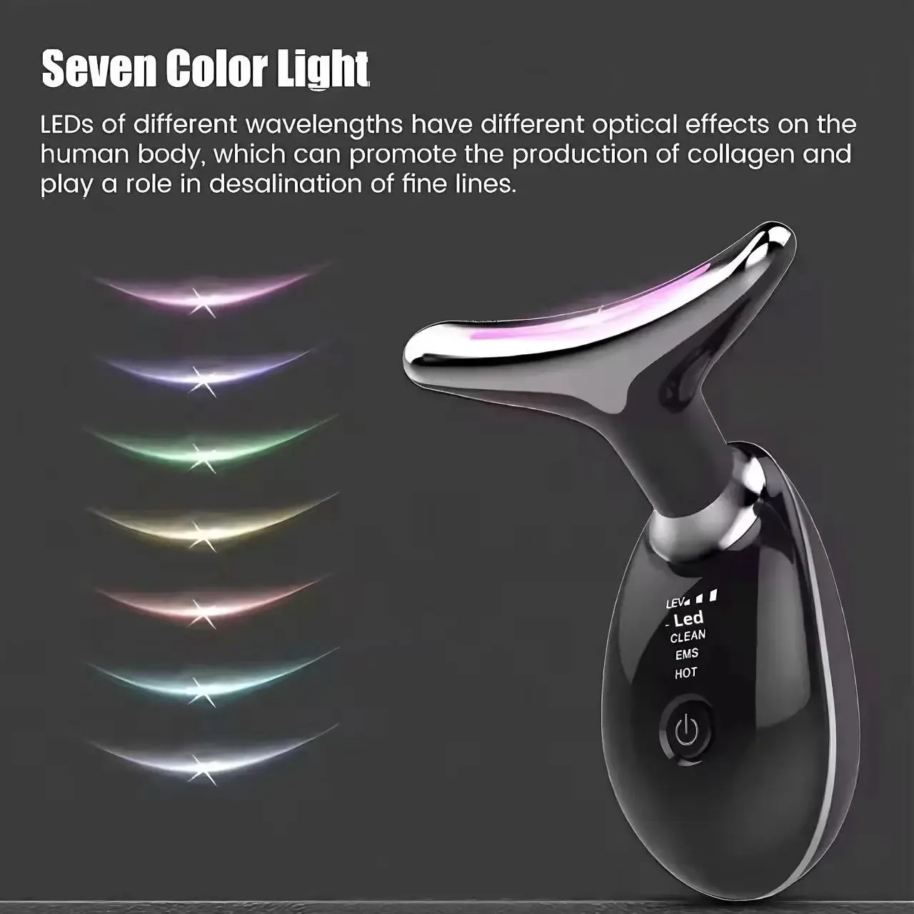 Specjalny przyrząd do pielęgnacji szyi, masażer do zmarszczek na szyi, 7-kolorowy importowany instrument, wibracyjny przyrząd kosmetyczny, narzędzie do liftingu twarzy V-Face.