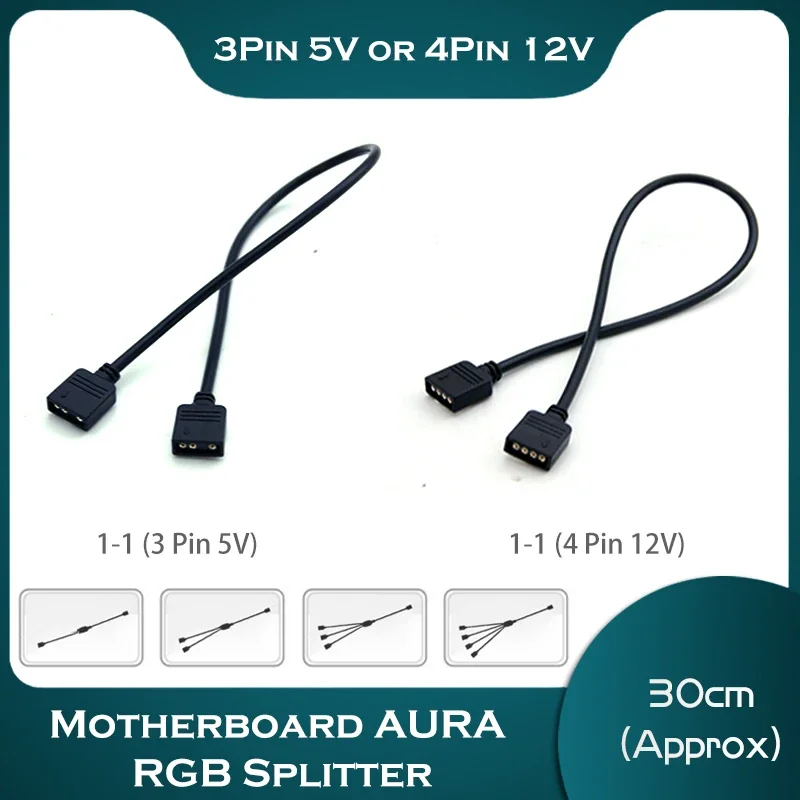 Motherboard Interface 3PIN / 4PIN AURA RGB  Splitter Addressable D-RGB SYNC Hub Transfer Extension Cable For ASUS GIGABYTE MSI