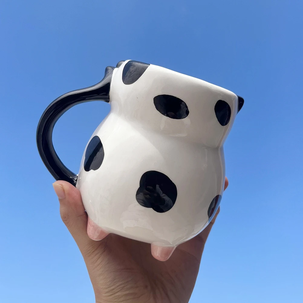 

Ceramic Coffee Mug Large 3D Cow Shape Cute Non-Skid Feet Office Decoration Mugs for Women Funny Animal Drinkware