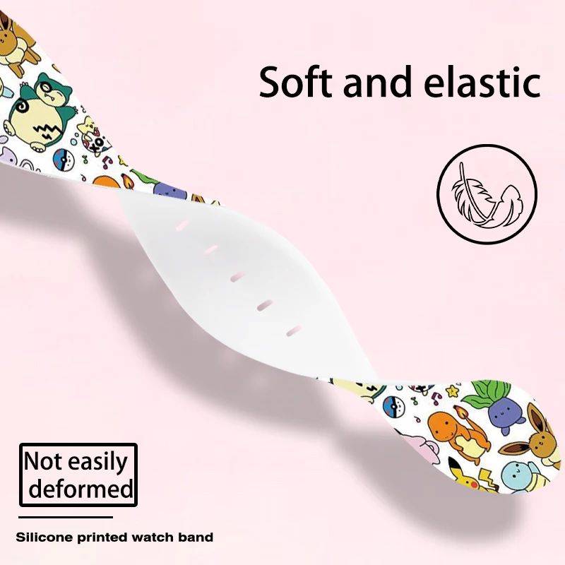 20mm Watch Strap for Samsung Galaxy 7/6/5 40mm 44mm Pokemon Print Band Replaceable Watchband for Xiaomi Huawei Amazfit Bracelet