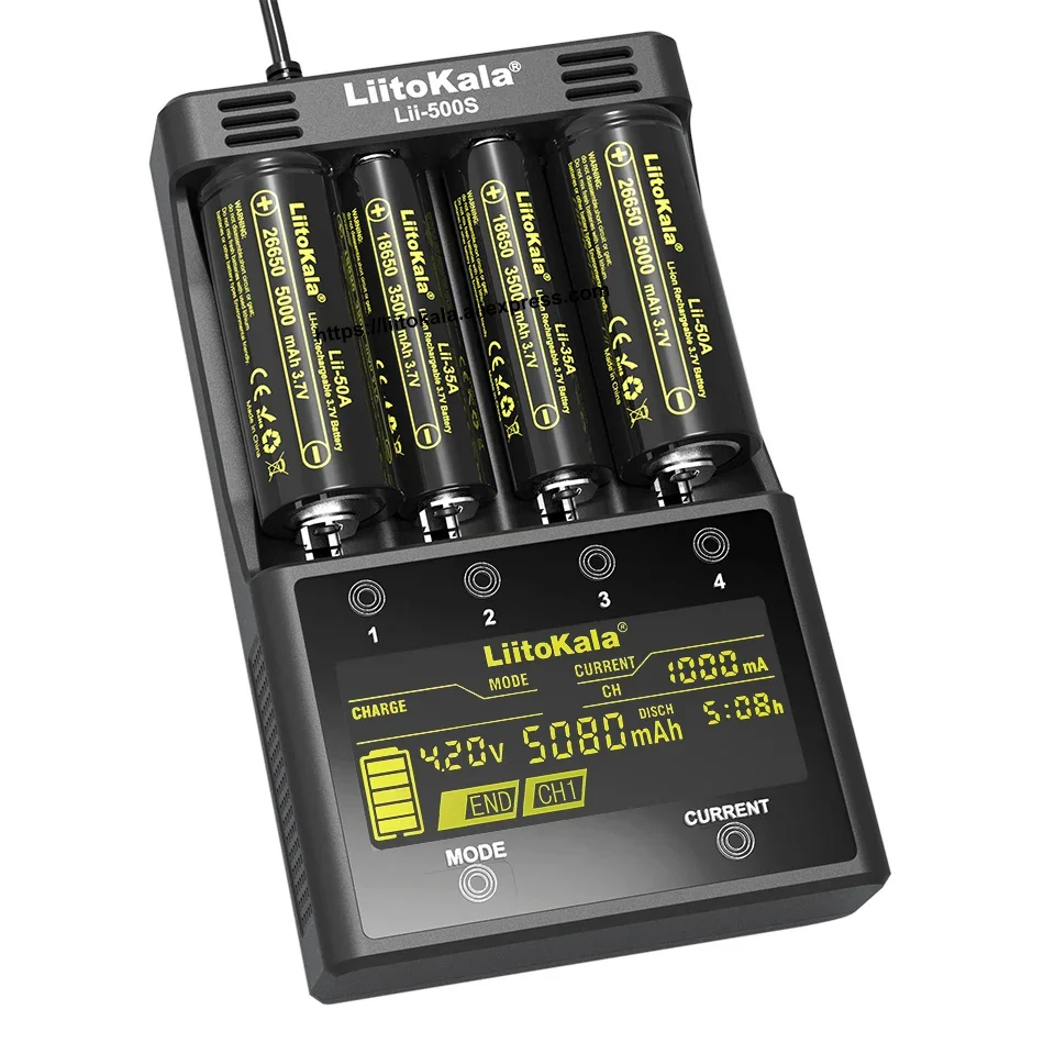 Liitokala Lii 500 Lii PD4 Lii 500S Lii S2 ładowarka do 3.7V 1.2V AA AAA 18650 21700 26650 18350 18500 17500 10400