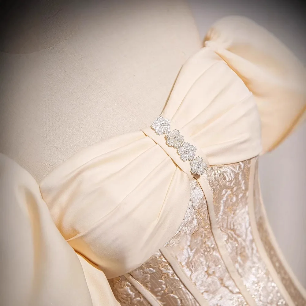 Бальное платье цвета шампанского по индивидуальному заказу, платья Quinceanera с открытыми плечами, платья для выпускного вечера, дня рождения, вечернее платье Vestido De Noche