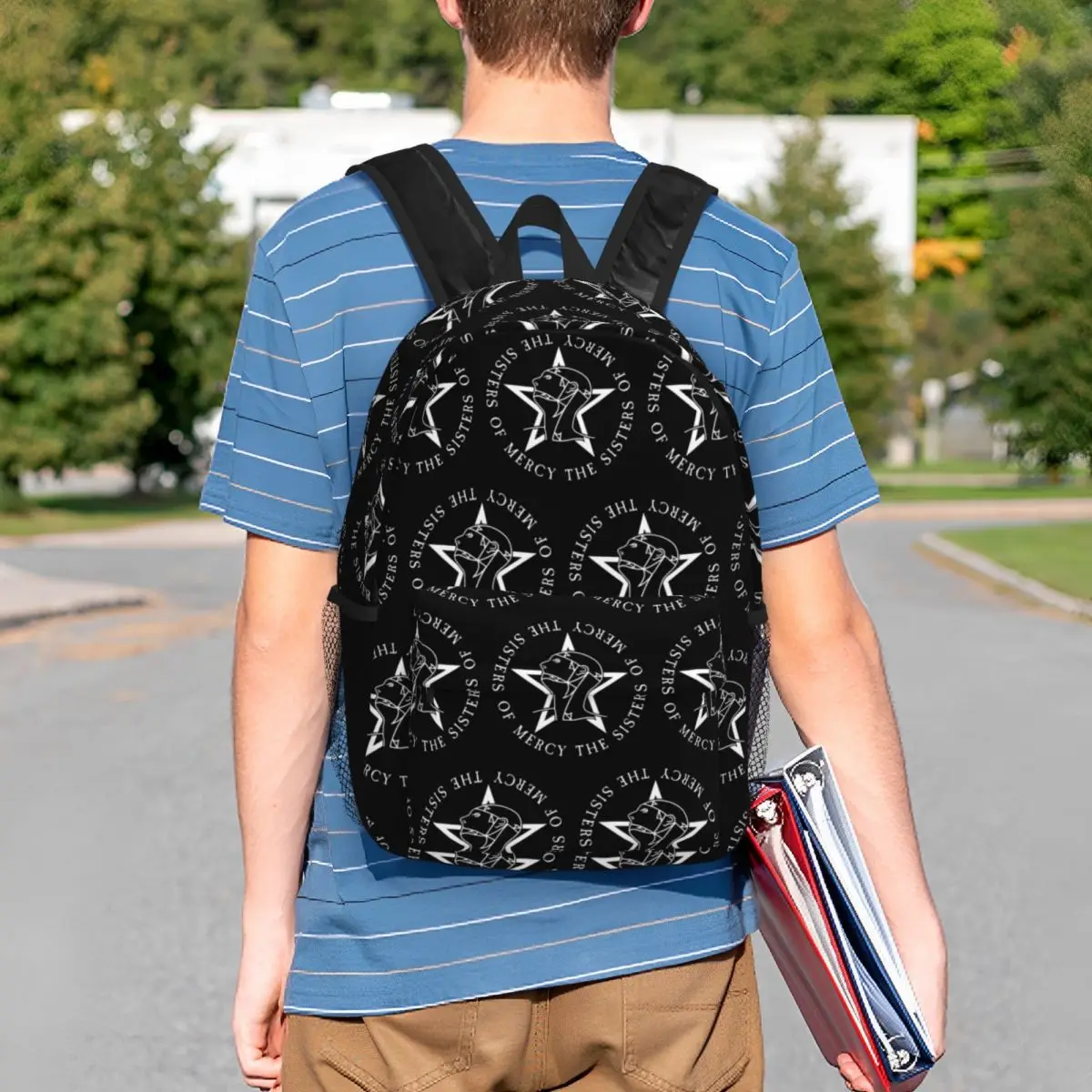Round Text Logo Goth The Sisters Of Mercy Backpack Student BookBag Boys Girls School Bag Laptop Shoulder Bags