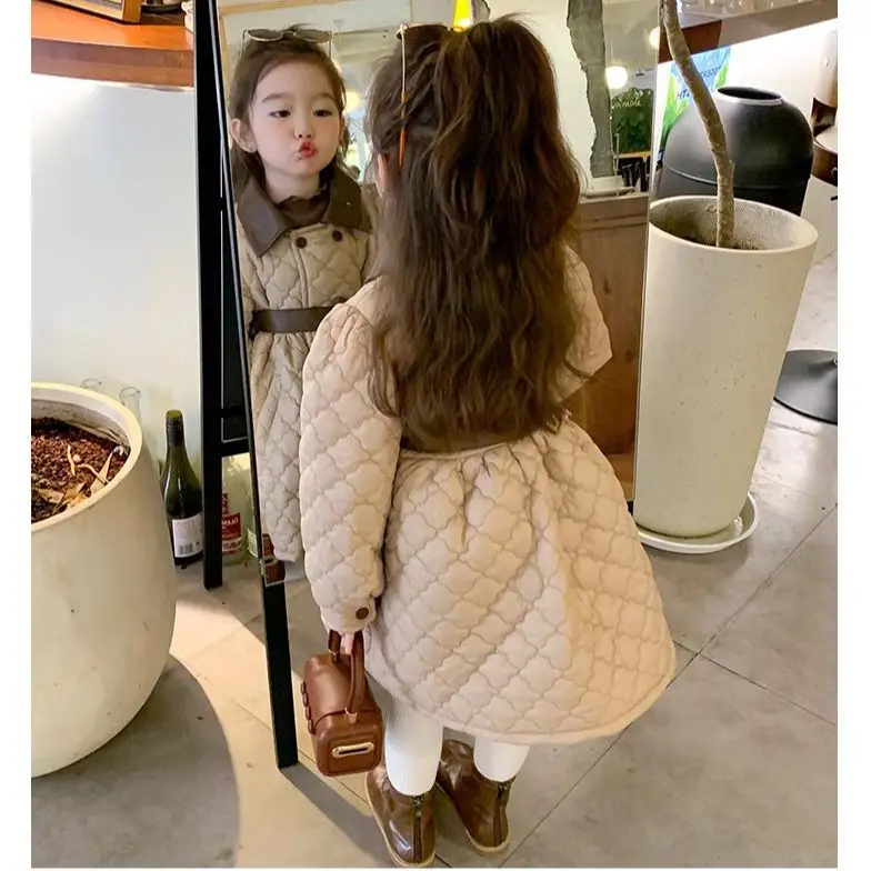 Girls Cotton Jacket 2024 New Style with Thick Cotton Jacket Autumn and Winter Clothing New Style