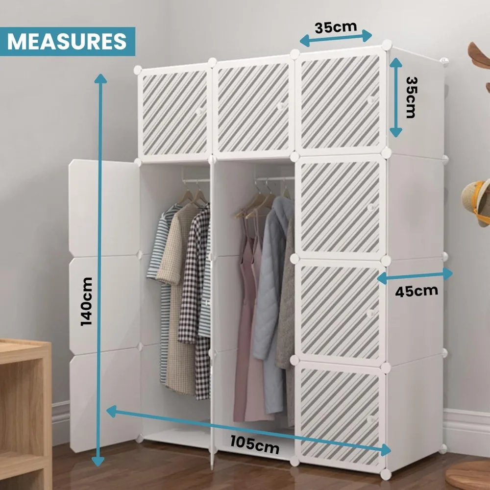 Armario Modular, Estantería de Módulos, Organizador Modular de Ropa Ropero para Hogar, Estante de Almacenamiento