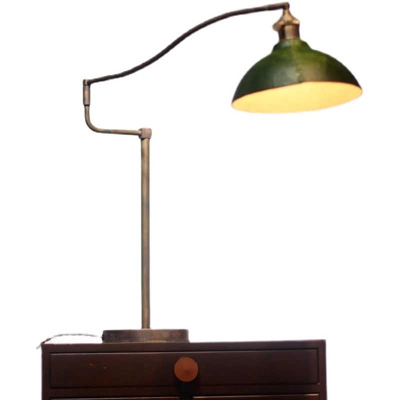 Rocker arm dark green brass desk lamp independent design retro simple niche study bedside workbench bar