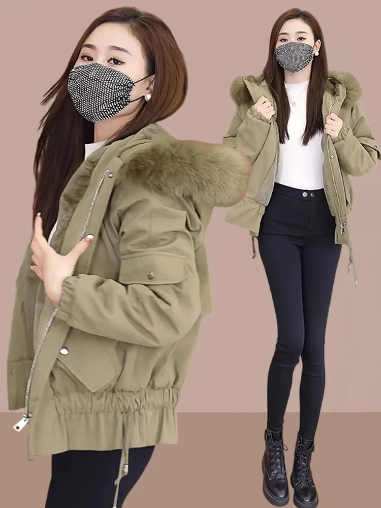 

Женская утепленная хлопковая куртка-парка на флисовой подкладке, повседневная, осенне-зимняя, новая модель, свободный крой, верхняя одежда