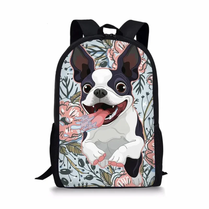 

Cute Boston Terrier Dog Print School Bags for Girls Teenager Casual School Backpack Boys Bookbag Kindergarten Kids School Bags