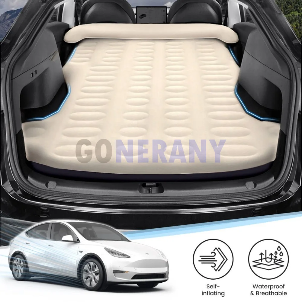 Air Mattress Bed For Tesla Model Y Accessories 2023 -2020 Inflatable Outdoor Camping Air Bed Portable Air Couch Mat Flocking