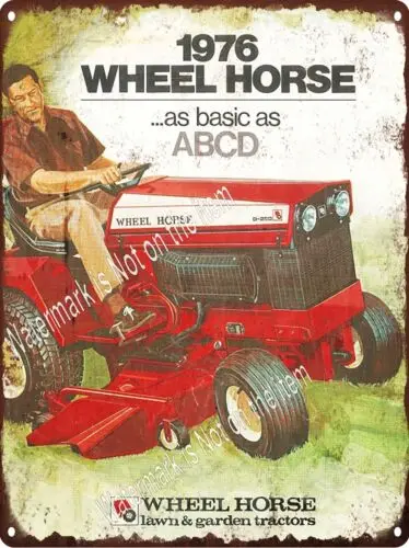 1976 Wheel Horse Lawn Garden Tractor As Basic Lawnmower Metal Sign 9x12