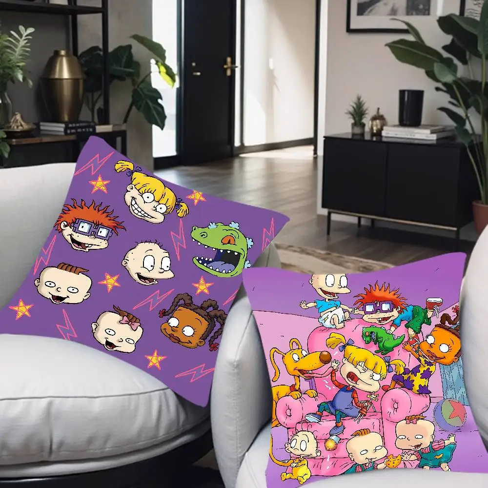 Cute Cartoon Funny R-Rugrat-s-es Cushion Cover Soft Decorative Square Cushion Covers 45x45cm Pillowcases For Sofa Couch Bedroom