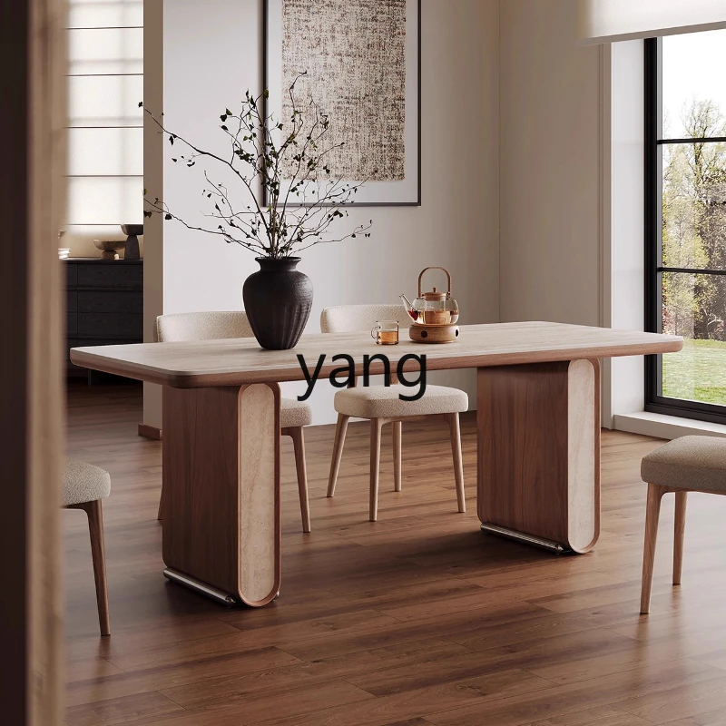 

YHM Rock Slab Dining Table Home Simple Travertine Rectangular Dining Table