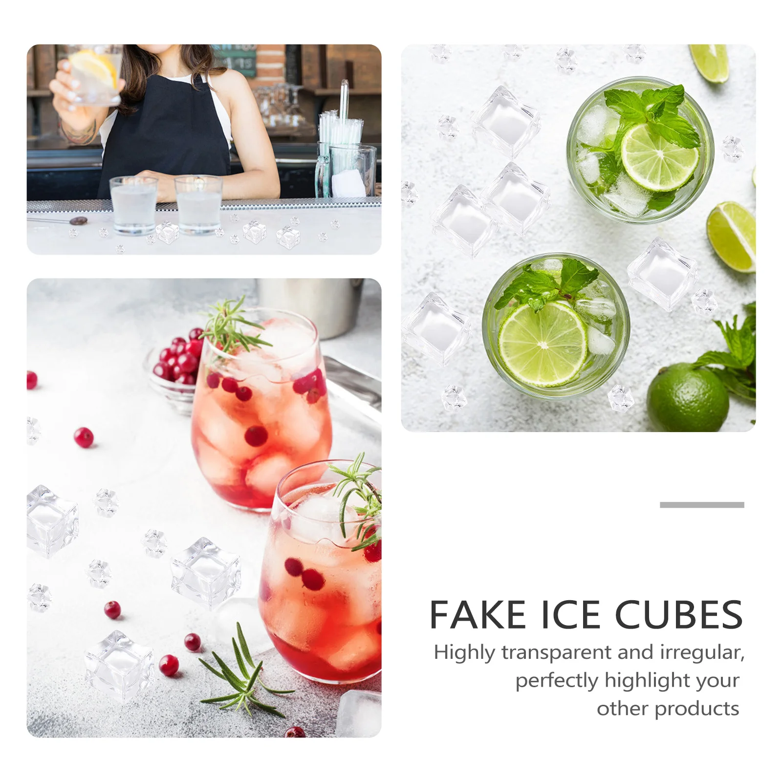 

1 set 1 Set Acrylic Cubes Clear Faux Crushed Rocks Photo Props Wedding Home Decoration Simulation Ice Crystal Fake Ice Cubes For