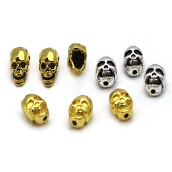 20pcs/Lot Antique Silver Gold Skull Bead Spacer Bead Charms For DIY Beaded Bracelet Jewelry Handmade Making Supplies