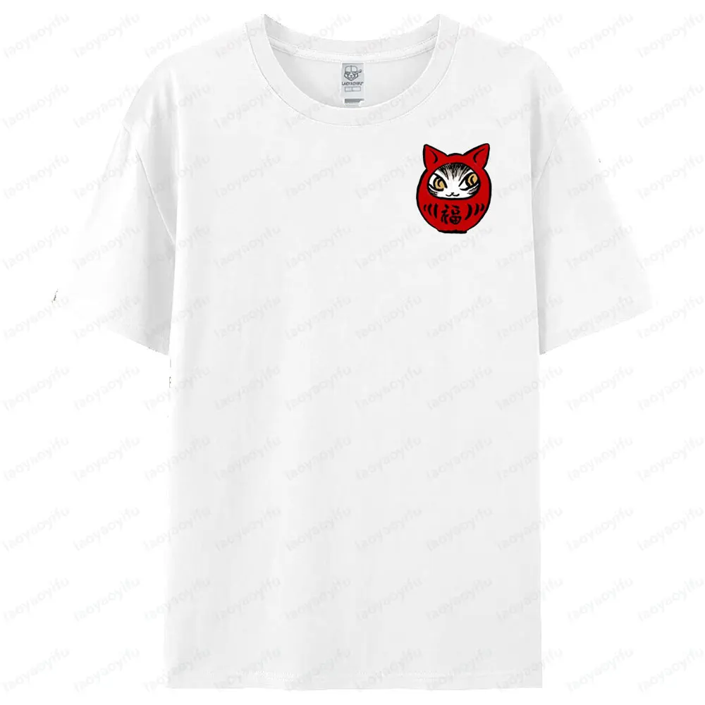 Niedliches Damour Budaoweng-Katzen-T-Shirt im japanischen Stil, Taschenformat, grafisch bedrucktes T-Shirt, japanische Touristen-Souvenirs, Herren- und Damenoberteile