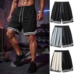 Colorblock Striped Basketball Shorts for Men Athletic Quick Dry Gym Workout Running Shorts with Side Pockets Drawstring Waist