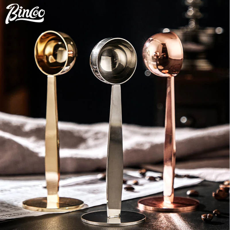 

BINCOO 2 in 1 Stainless Steel Coffee Spoon Tampers Multifunction Measuring Spoon Powder Hammer Tamper Barista Coffee Accessories