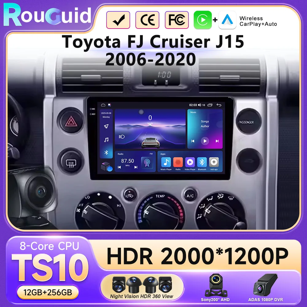

Android 16 для Toyota FJ Cruiser J15 2006-2020, 5G Wi-Fi, Bluetooth, GPS-навигация, беспроводной CarPlay, мультимедийный проигрыватель, HDR QLED экран