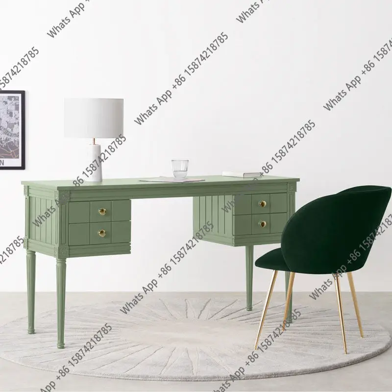 American rural solid wood European computer desk desktop writing desk office study table simple and fashionable dresser