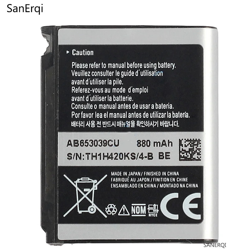 AB653039CU Battery For Samsung S7330 F609 E958 U900 U800E AB653039CC AB653039CE AB653039CA Phone Battery 880mAh Battery